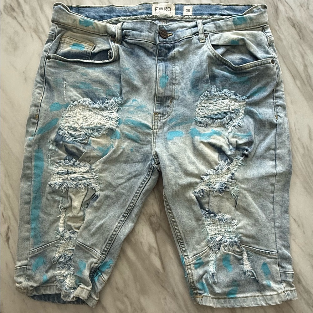 Vintage Blue Distressed Jean Shorts